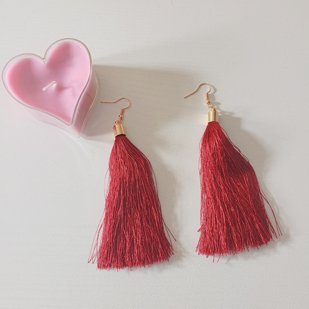 Burgundy Boho Tassel Earrings